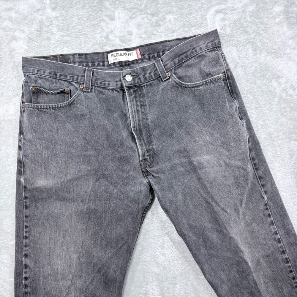 Levis 505 Regular Fit Jeans Mens 40x30 Gray Straight Leg Denim Charcoal Black